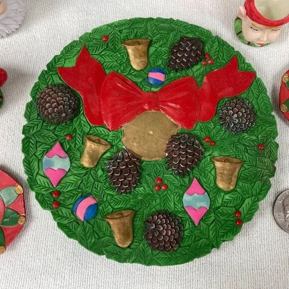 1995 Chadwick Miller Xmas Resin Mini Tea Set w/ Wreath Base, Santa & Elves - Picture 3 of 9